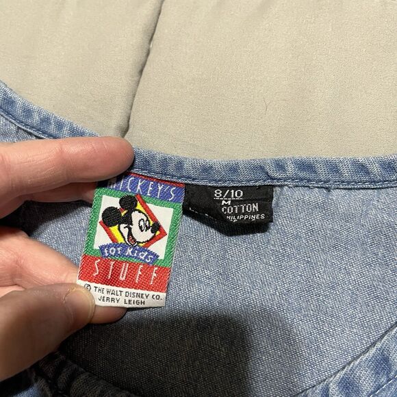 Vintage Disney Mickeys For Kids Embroidered Shirt Chambray Top Girls Medium 8/10 - Picture 4 of 11